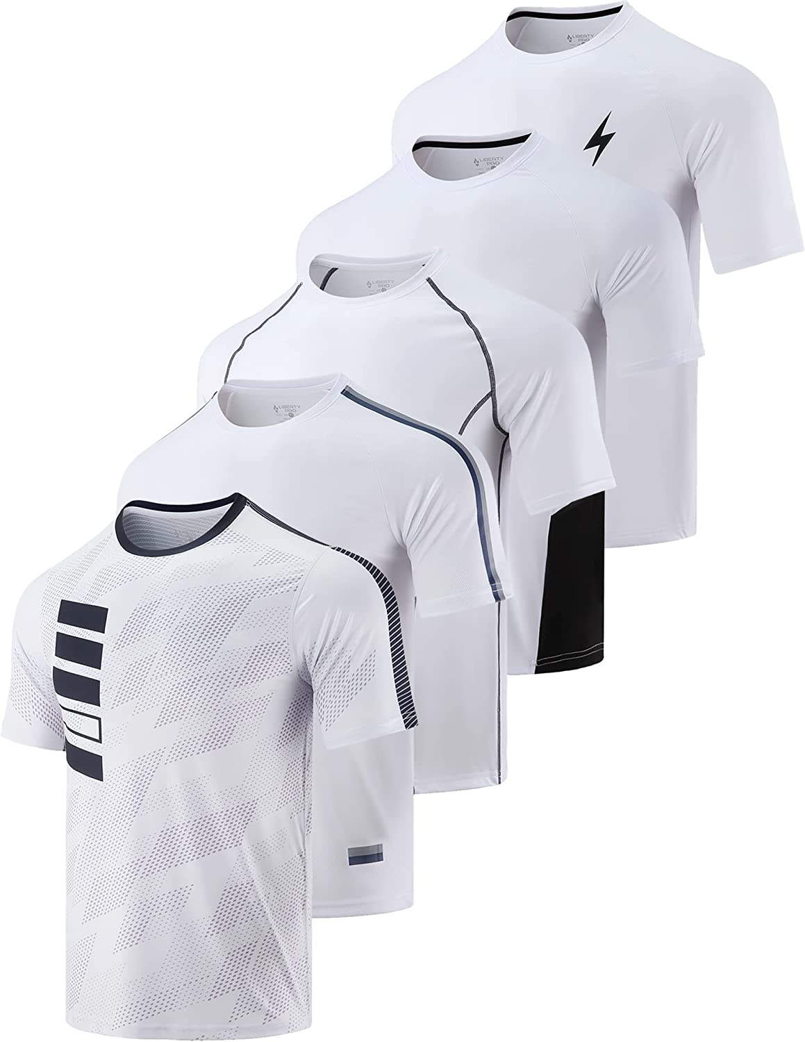 5 Pack Men’s Active Quick Dry Crew Neck T Shirts | Athletic Running Gym Workout Short Sleeve Tee Tops Bulk - Image 5